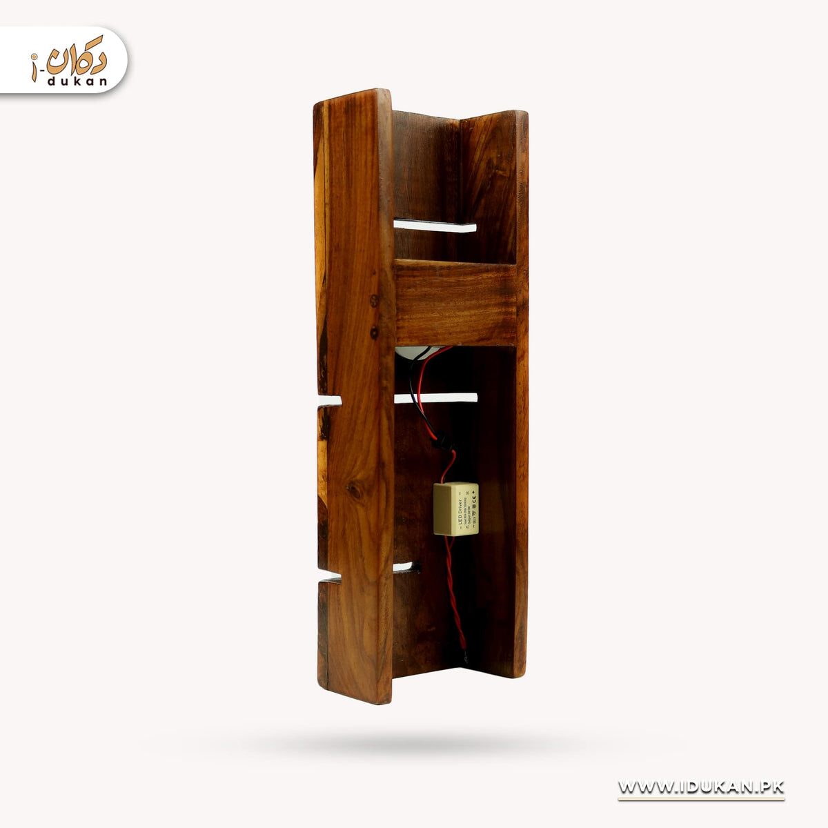 Wooden LED wall lamp side view