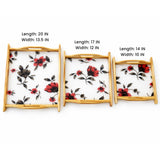 Floral acrylic base wooden tray set sizes