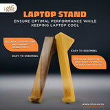 Laptop stand for heat control and cooling infographic