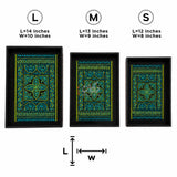 Green naqshi art tray set large medium small sizes