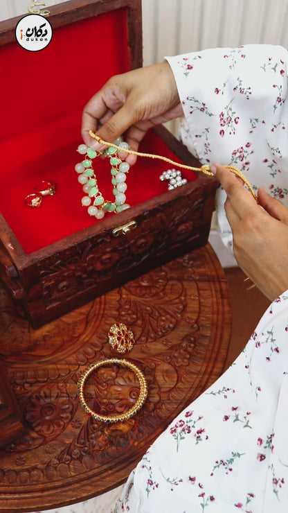 3 in 1 Hand-Carved Table, Tissue & Jewelry Box Set