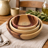 Natural Wooden Serving Bowls for Salad, Snacks & Dry Fruits