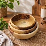 Natural Wooden Serving Bowls for Salad, Snacks & Dry Fruits