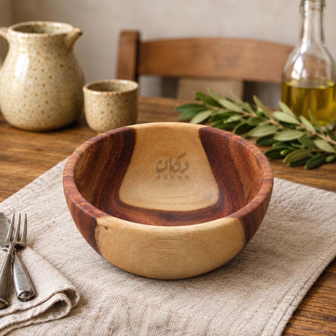 Natural Wooden Serving Bowls for Salad, Snacks & Dry Fruits