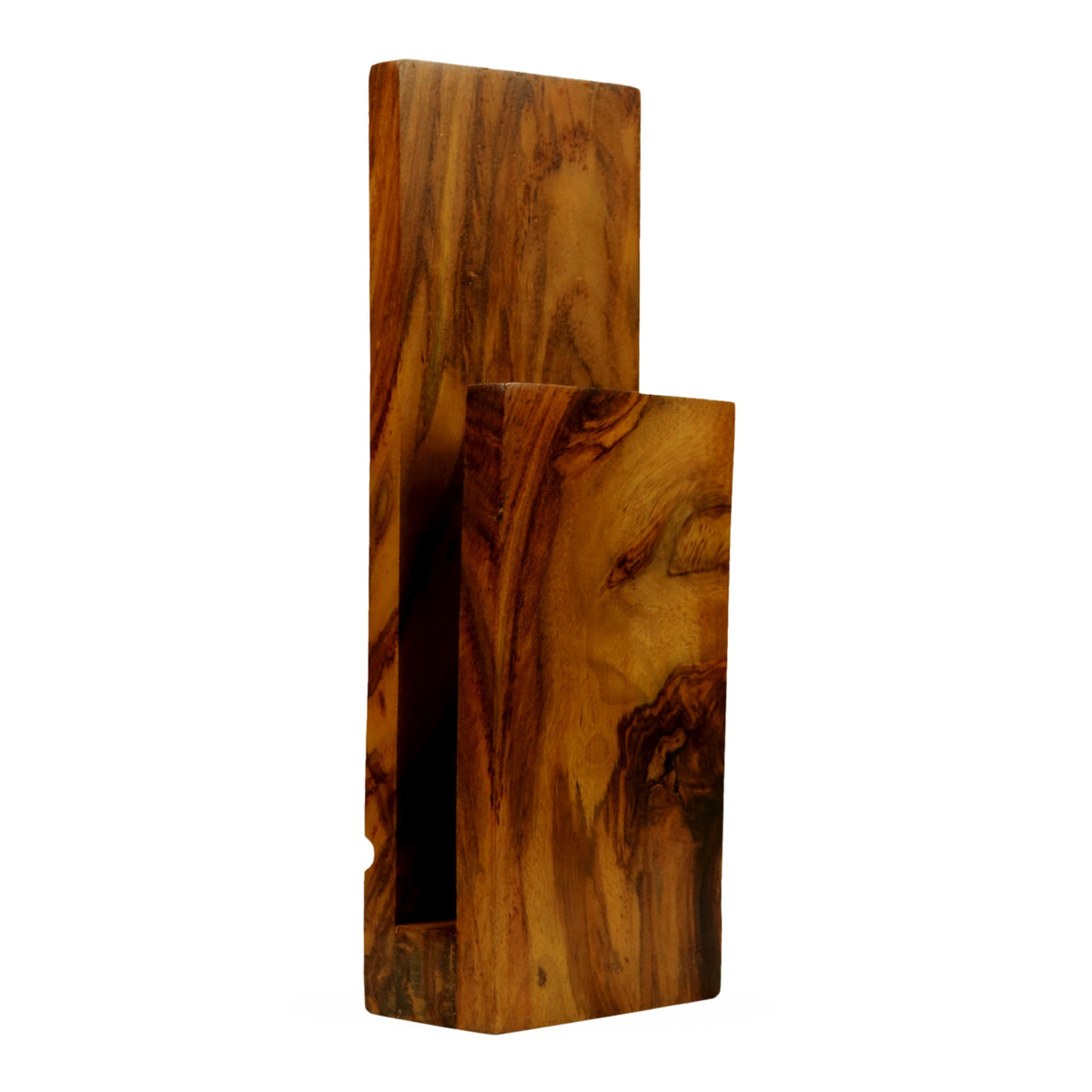 Sheesham wood wall sconce lamp on white background