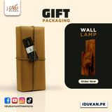 Wooden wall lamp in gift packaging
