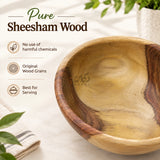 Natural Wooden Serving Bowls for Salad, Snacks & Dry Fruits