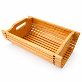 Empty kail wood fruit serving basket with handles