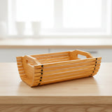 Kail wood fruit basket on kitchen counter