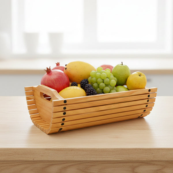 Kail wood fruit serving basket filled with fresh fruits