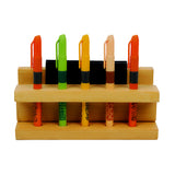 Wooden pen stand with colorful markers