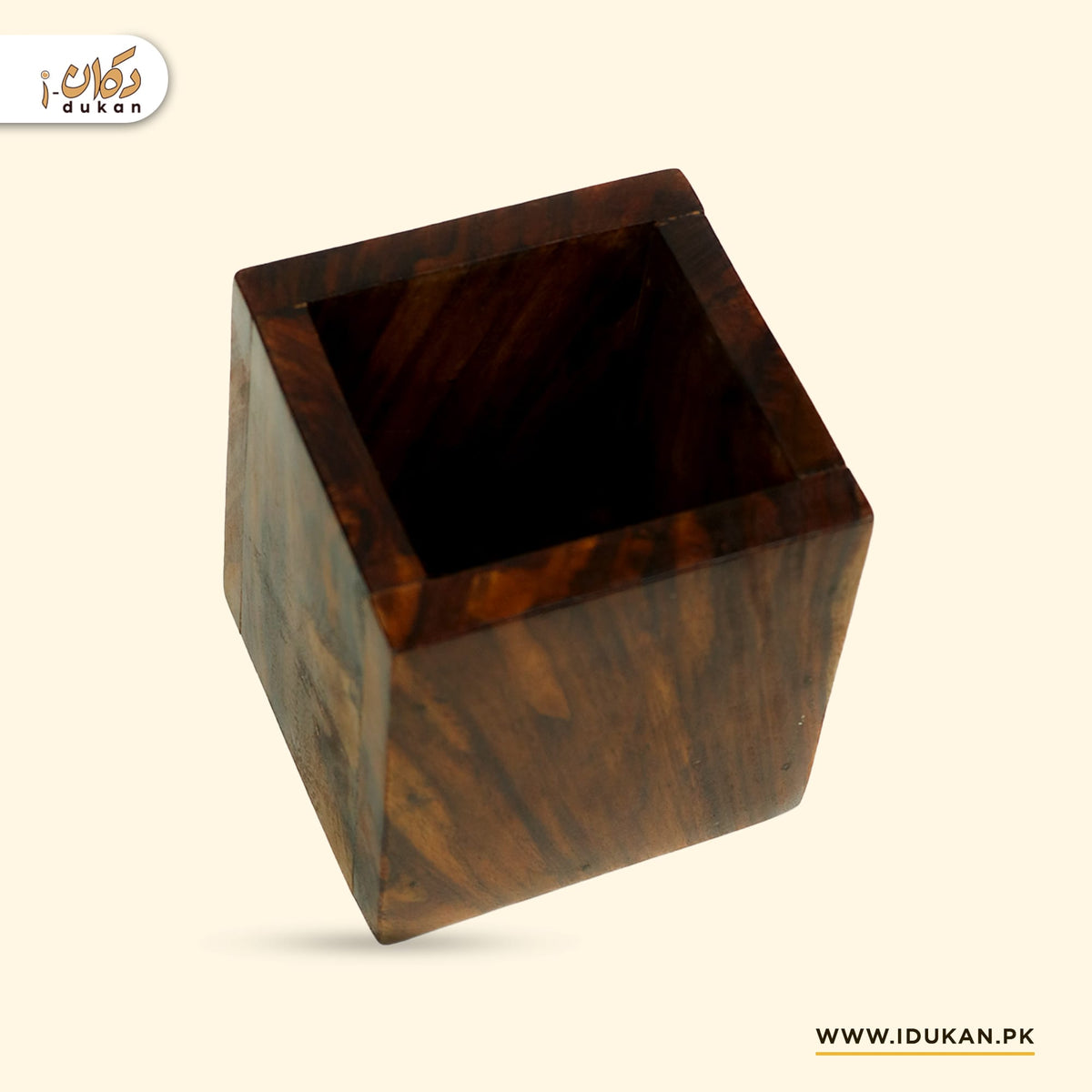 Square wooden desk organizer top view