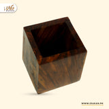 Square wooden desk organizer top view