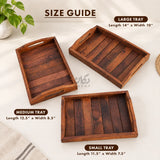 Handmade Sheesham Wood Serving Tray Set of 3 with Handles