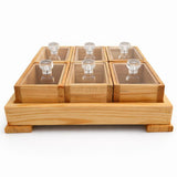 6 piece wooden storage box set with acrylic lids