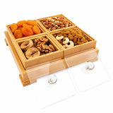 4 piece wooden dry fruit box set with acrylic lids open