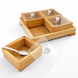 Wooden storage box with removable acrylic lid and spoon